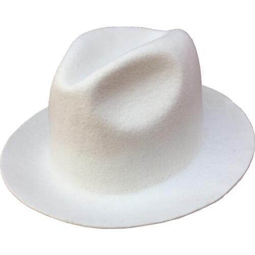Fashion Wool Felt White Fedora Hat For Women or Men