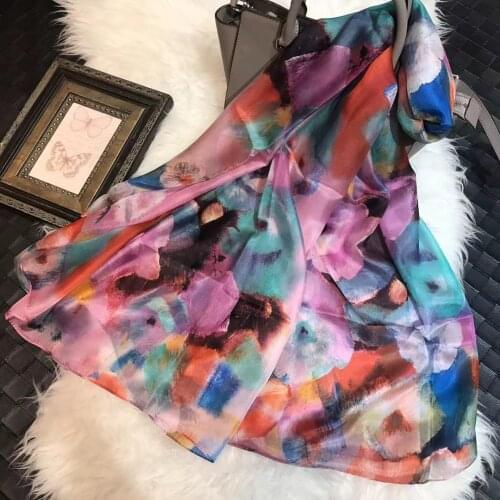 Fashion 100% Silk Scarf Ladies Pink Green Scarves BufandasSummer Beach Shawls Foulard Fall Winter Brand Long Neck Scarves Hijabs