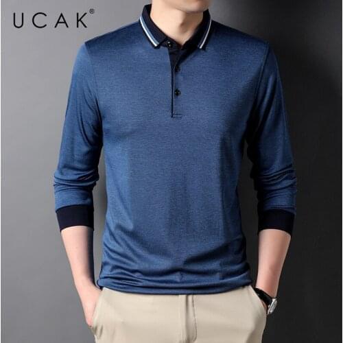 UCAK Brand Classic Casual Cotton Turn-down Collar T Shirt Men Clothes Autumn New Arrivals Streetwear Long Sleeve T-Shirts U5688