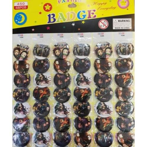 New 48pcs/set Japanese Anime Demon Slayer: Kimetsu no Yaiba Round Brooch Button Pin 4.5cm DIY kids party Gift