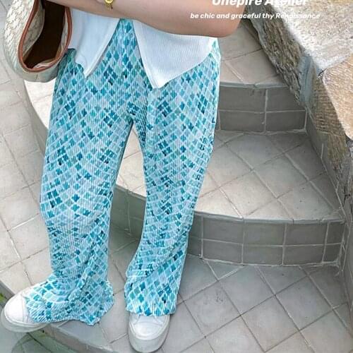 Pleated Satin trousers with high waist and wide legs plus size pants tie dye womens women fashion joggers women