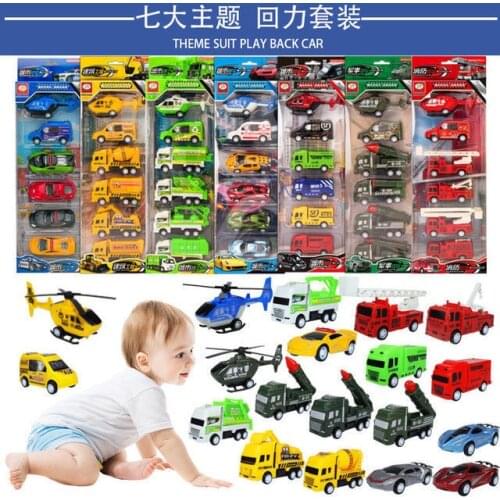 Hot Toys Set Gift Childrens Pull Back Car Model Toy Boy Girl Airplane Motorcycle Engineering Excavator Fun Game Diecast Tank
