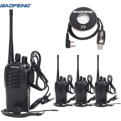 2Pcs 4Pcs Baofeng BF-888S MINI Walkie Talkie Transceiver UHF Intercom BF888S CB Two Way Radio Handheld Radio 888s+ 4 headset