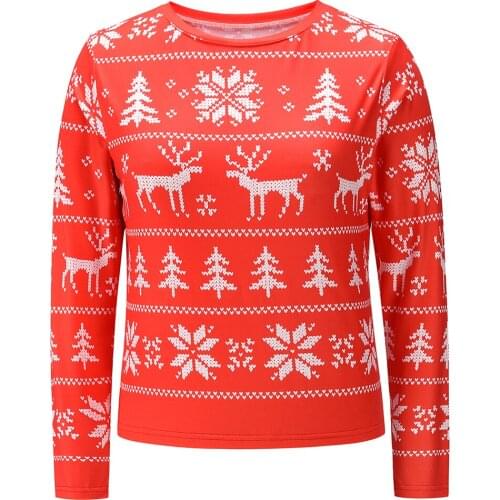 Ladies Christmas Printed Pullover Sweatshirts Long Sleeve Round Neck Hoodie Top Autumn Winter Casual Home Clothes For Women Xmas