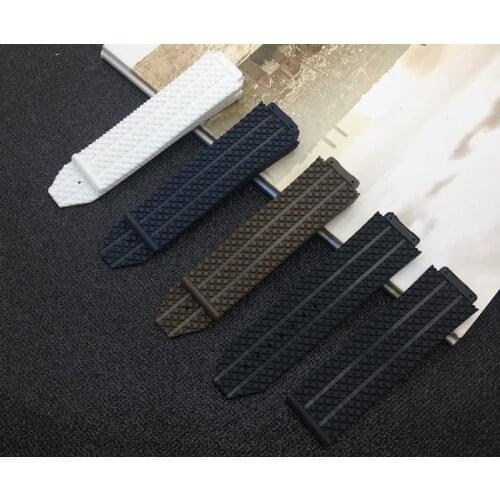 Black White Brown Blue Silicone Rubber 25*17mm For Hublot strap for BIG BANG watch band authentic Watchband with logo on