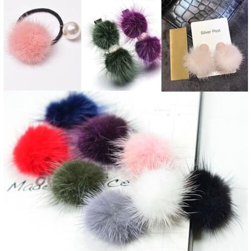 16 Pieces 4cm Small Soft Faux Fur Pom Poms Balls Charms Craft For & Hair Band Hair Bow Hair Clips DIY Accessories