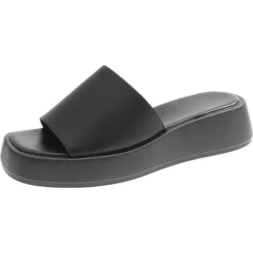 New Woman Slippers Solid Color Summer Women Shoes Flat Cross Square Toe Slippers Outdoor Beach Flip Flops Black White 2021 Hot
