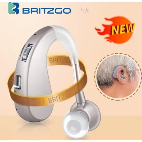 Britzgo Hearing Aid Hearing Amplifier USB Rechargeable Digital For Elder VHP-1204 Adjustable Sound Voice, Blue or Silver