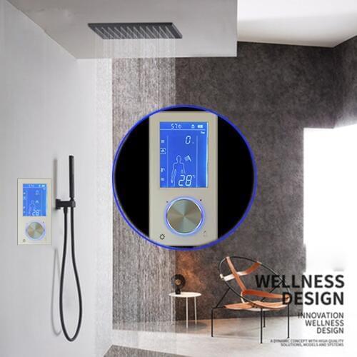 JMKWS LCD Digital Shower Faucet 2 Jets Smart Display Thermostat Shower Mixer Touch Screen Control Temperature Water Flow Bath
