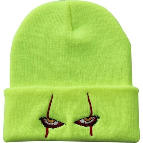 Unisex Horror Clown Eyes Knitted Hat Warm Cap Fashion Casual Beanie for Skiing Motorcycle Hiking Hip Hop Woolen Cap bucket hat