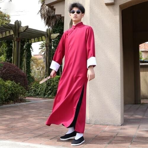Unisex Oriental Robe man suit Chinese Traditional mens cross talk gown performance clothes men and women Chinese gown