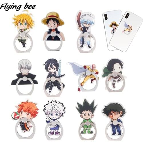 X1784 Anime Boy Cartoon Fashion Ring Metal Mobile Phone Accessories Rotating Ring Bracket Lazy Desktop Anti-fall Bracket Gifts