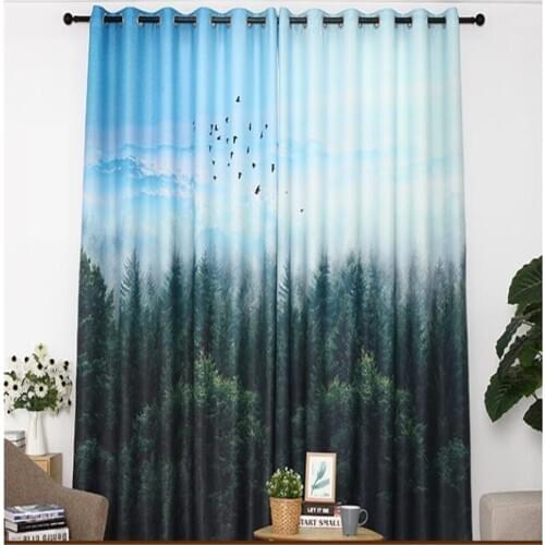 Green scenery 3d landscape curtains 3D Curtain Luxury Blackout Window Curtain Living Room personality curtains