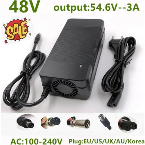 Output 54.6V 2A Li-ion Charger 48V Li-ion Battery Charger DC Socket/connector for 48V 13S Li-ion Lithium Electric Bike Battery