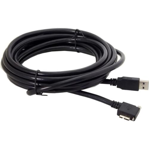 Zihan 90 Degree Right Angled Micro USB Screw Mount to 3.0 Data Cable 5m for Industrial Camera