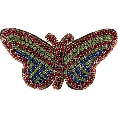 10piece Beaded Crystal Multicolour Butterfly Patches Sew on Badges Garment Decorated Applique Beaded Patch Sewing Supplies TH709