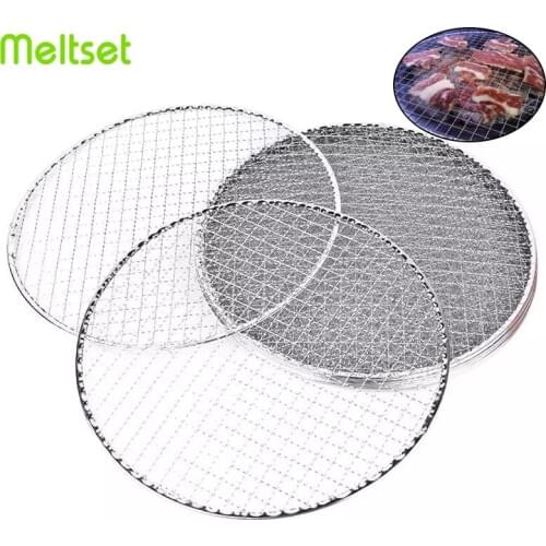 10Pcs/lot Disposable Barbecue Grill Mesh Stainless Steel Round BBQ Wire Net Home Outdoor BBQ Mat Mesh Rack Barbecue Accessories