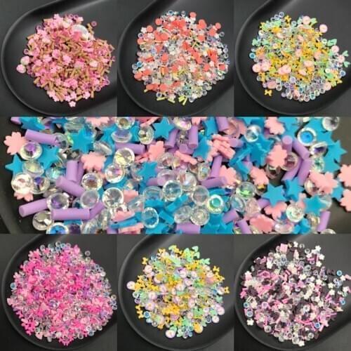 50g Cute Mix Polymer Clay Sprinkle With Diamond For Kids Diy ,Soft Clay For Craft Clay/Nail Art/Scrapbook Decoration, Filler