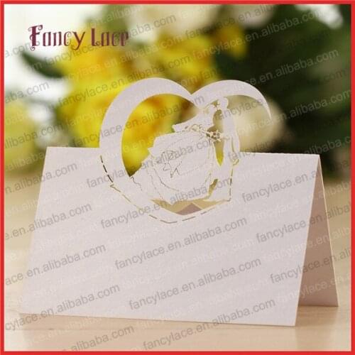 50PSC Wholesale Heart Shaped Wedding Table Decoration Cards, Elegant Laser Cutting Bride and Groom Seat Card Paper Party Favor