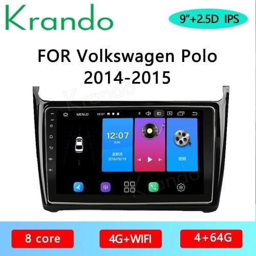 Krando Android 10.0 9" IPS Full Touch Car Multimedia Radio For Volkswagen VW Polo 2014-2015 Audio GPS Carplay DSP WIFI Bluetooth