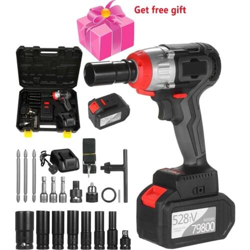 Cordless Impact Wrench 980Nm Torque Brushless Motor Quick Chuck with Fast Charger Variable Speed Impact Kit with Drill