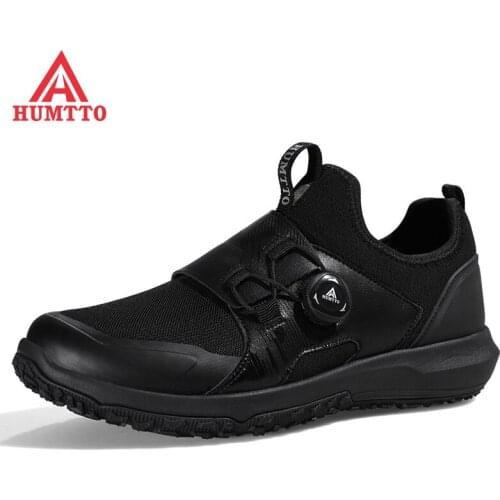 Humtto Brand Walking Shoes for Men Light Cushioning Non-slip Blcak Designer Sneakers Man Outdoor Sport Leather Casual Shoes Mens