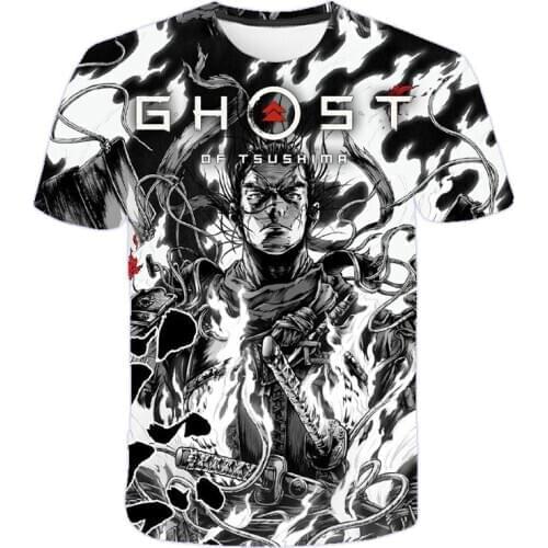 Large size Ghost of Tsushima unisex boys girls T Shirt Awesome Comic style 3d Printed casual short sleeve Tee clothing