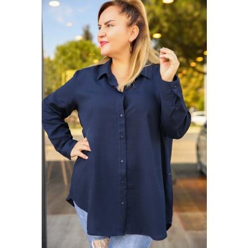 Navy blue oversized shirt Women Oversized Fashion Size 2XL 3XL 4XL Summer Season Cotton Fabric Women Pantalon Seasonal high qual