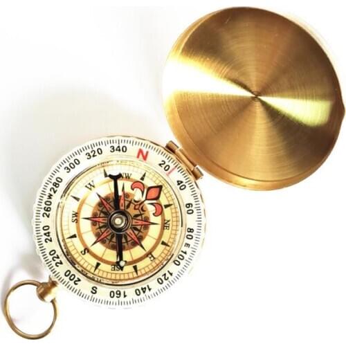 Compasses High Quality Camping Hiking Brass Gold Compass Pocket Watch Retro Portable Compass Navigation Outdoor