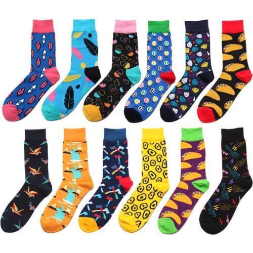 PEONFLY Colorful Cotton Women Socks Funny Carton Guitar Diamond Skate Harajuku Happy Socks For Christmas Gift Calcetines Mujer