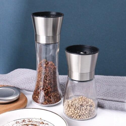 Stainless steel grinder grinder glass body spice salt and pepper grinder kitchen accessories cooking tools portable