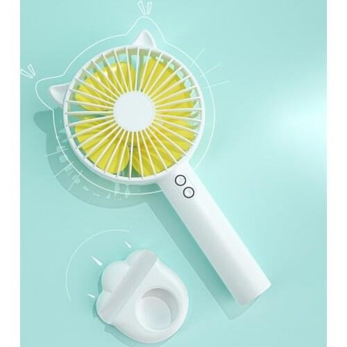 Mini Fan Portable Handheld Pocket Cartoon Bear Paw Fan Usb Desktop Night Light Mute Electric Rechargeable Neck Fan Summer Gifts