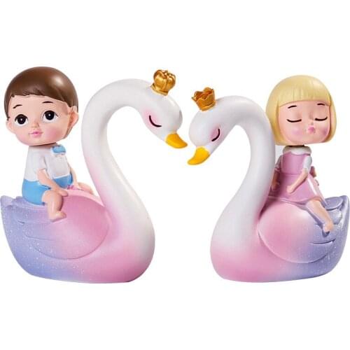 Mini Painted Lovers Swan Ornaments Resin Innovative DIY Accessories Micro Landscape Car Decoration Home Decor E7