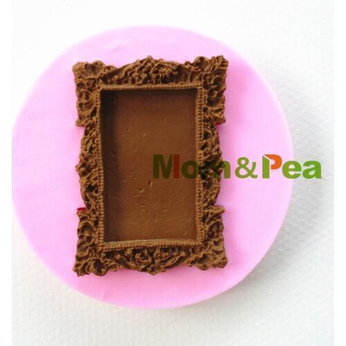 Mom&Pea 0791 Free Shipping Flower Frame Mirror Shaped Silicone Mold Cake Decoration Fondant Cake 3D Mold Food Grade