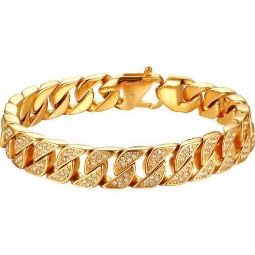 BONISKISS Mens Luxury Gold Plating Bracelets Male Stainless Steel Rock Bangle Man Charm Bijoux Jewelry For Valentines Day