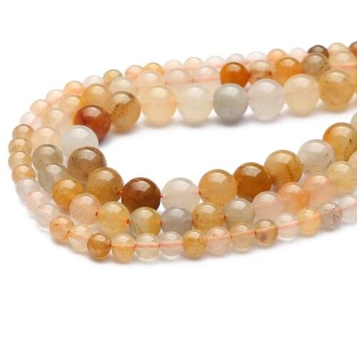 Natural Stone Bracelet Coil Natural Beads Golden Silk Cloud Marble 4/6/8/10/MM Loose Round Spacer Bead For Jewelry Making Bulk