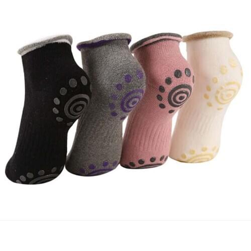 Non Slip Yoga Gym Massage Toe Socks 4 Pairs Non Slip Skid Yoga Pilates Socks Women Cotton Socks With Grips