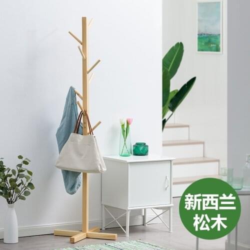 Simple Coat Rack Hanger Floor Living Room Bedroom Hanger Creative Cross-Shaped Solid Wood Clothes Hat Rack