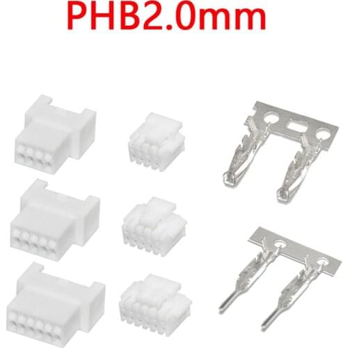 PHB2.0 rubber shell PHB 2.0mm spacing connector connector double row buckle male plug female terminal 2*2P 3P 4P 5P 6P