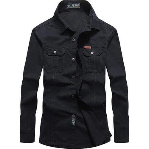 Casual Shirt Men Camisa Masculina Military Shirt Army Green Men Casual Black Jeans Shirt For Men Plus Size M-3XL 4XL 5XL 6XL