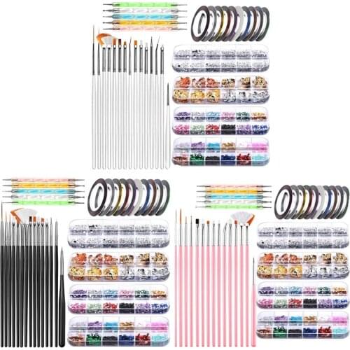 Nail Pen Designer Stamp Nail Art Tool with Nail Painting Brushes Nail Dotting Tool Nail Foil Manicure Tape Colorful 27RC
