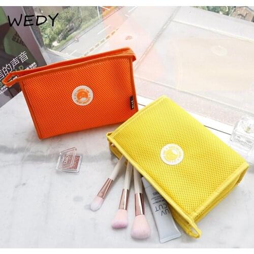 Mesh Toiletry Bag Solid Color Travel Cosmetic Bags Waterproof Washing Pouch Portable Makeup Bag Organizer Zipper Beauty Case