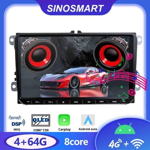 Sinosmart Navigation Radio for Volkswagen Universal 2006-2012 GPS Navigation Radio 2din 2.5D IPS/QLED Screen