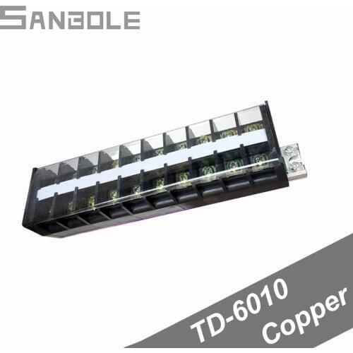 TD-6010 Connection Dual Row Terminal Block 60A 10 Position Cable wiring Plug-in Unit electrical accessory DIN rail