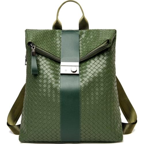 THREEPEAS Women Backpack Shoulder Bag PU Leather Knitting Womens Backpack Schoolbag