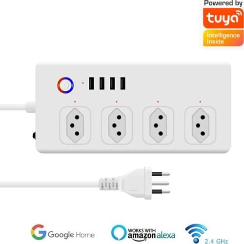 Tuya Smart Brazil Power Strip Brazil Socket With Usb Sockets Extension Cord Smart Life Control Works With Google Assistant