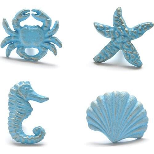 Vintage Metal Shell Dresser Knobs Starfish Drawer Cabinet Knobs Kitchen Cupboard Knobs Decorative Handle Mediterranean Style