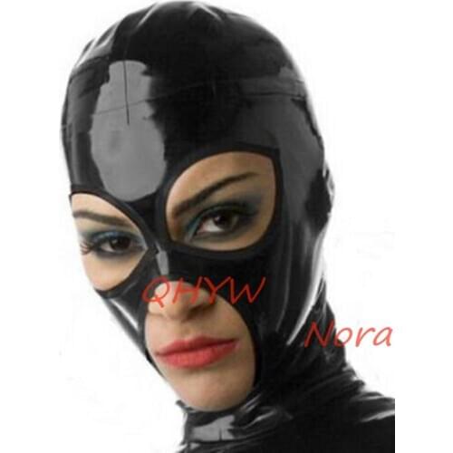 Natural Latex Mask Hood for Women Cosplay Costumes Fetish Cosplay Mask Back Zipper Club Wear