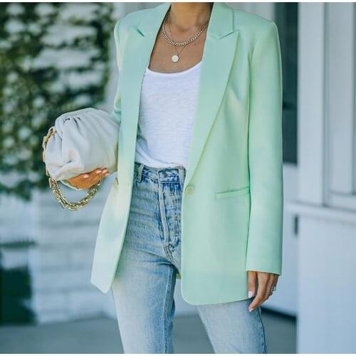 Autumn Blazer Women Fashion Turn-down Collar Long Sleeve Blazers Spring Casual Office Lady Elegant Solid Jackets For Woman 2021