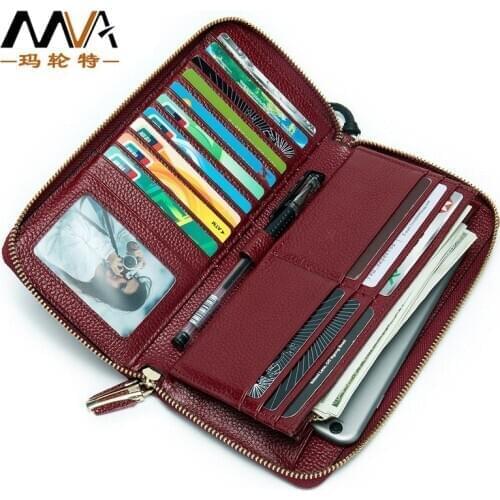 Womens Clutch Bag Trendy Womens Wallet Leather Long Clutch Card Holder Red Wallet Large Capacity